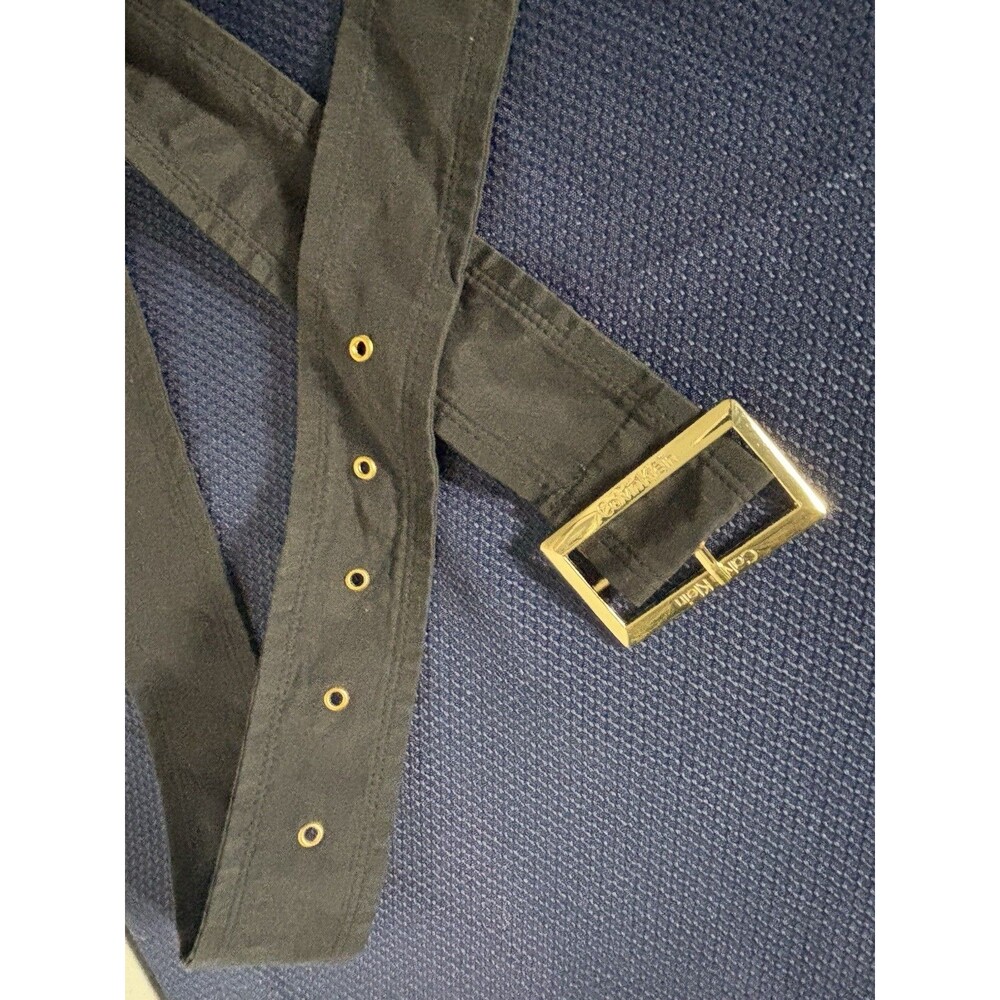 Calvin Klein Black Cotton Women's Belt with Gold Buckle